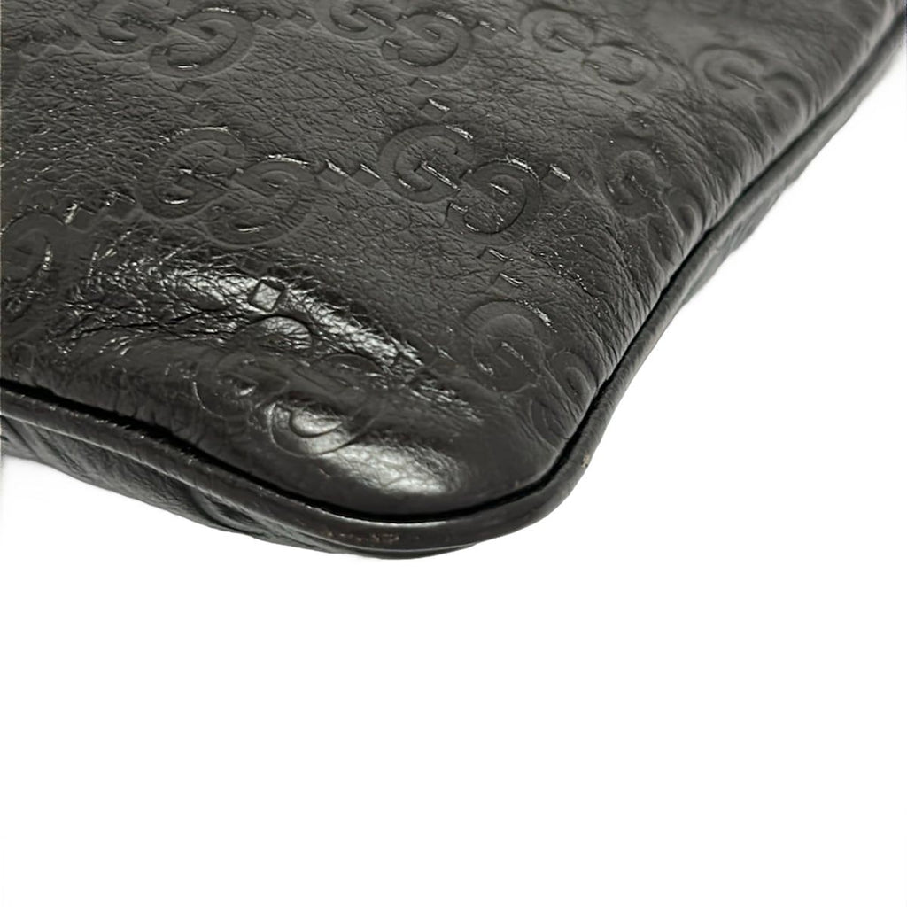 Gucci Shoulder Bag Guccissima Line Dark Brown Leather — view 6