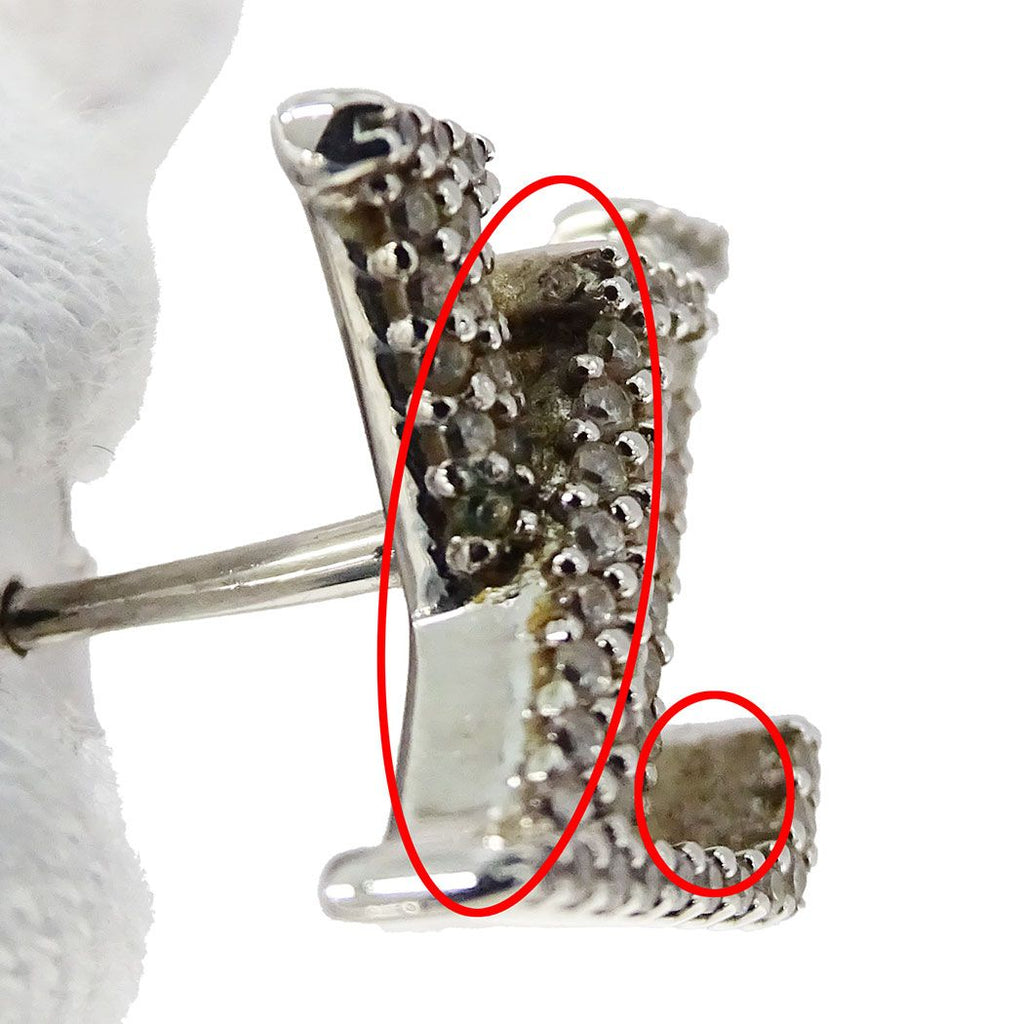 Louis Vuitton Earrings Rhinestone Metal LV Iconic Strass Silver Large Logo — view 7