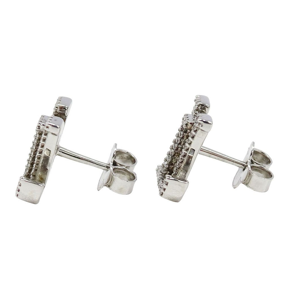 Louis Vuitton Earrings Rhinestone Metal LV Iconic Strass Silver Large Logo — view 2
