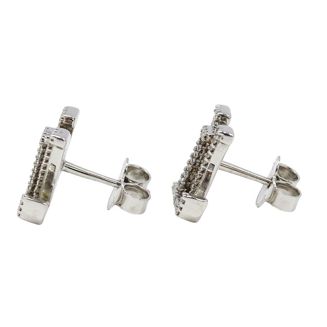 Louis Vuitton Earrings Rhinestone Metal LV Iconic Strass Silver Large Logo — view 2