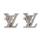 Louis Vuitton Earrings Rhinestone Metal LV Iconic Strass Silver Large Logo
