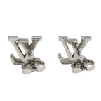 Louis Vuitton Earrings Rhinestone Metal LV Iconic Strass Silver Large Logo — view 3