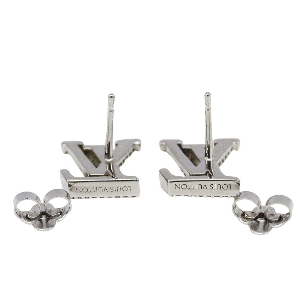 Louis Vuitton Earrings Rhinestone Metal LV Iconic Strass Silver Large Logo — view 4