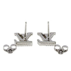 Louis Vuitton Earrings Rhinestone Metal LV Iconic Strass Silver Large Logo — view 4
