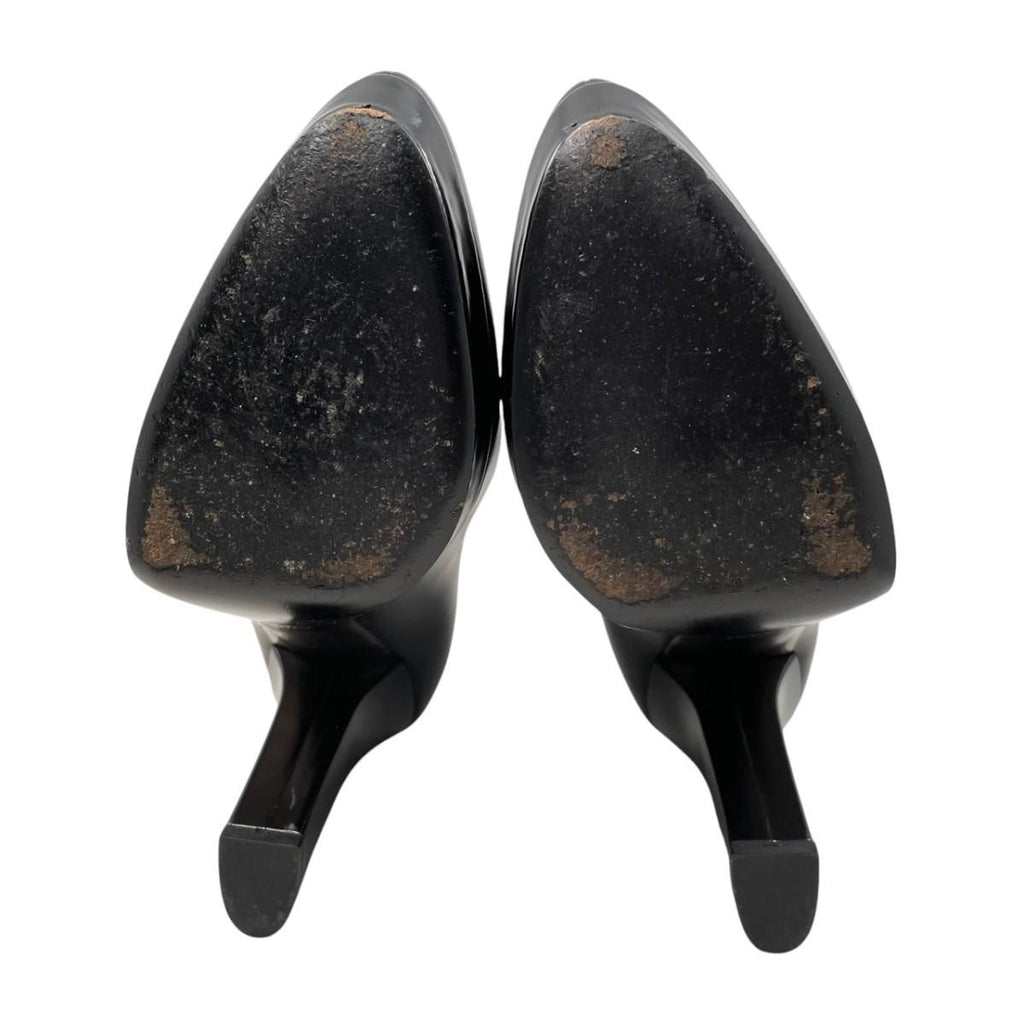 Gucci Ankle Boots Side Zip Heels 39 Leather Logo Black — view 6