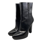 Gucci Ankle Boots Side Zip Heels 39 Leather Logo Black