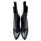 Gucci Ankle Boots Side Zip Heels 39 Leather Logo Black — view 5