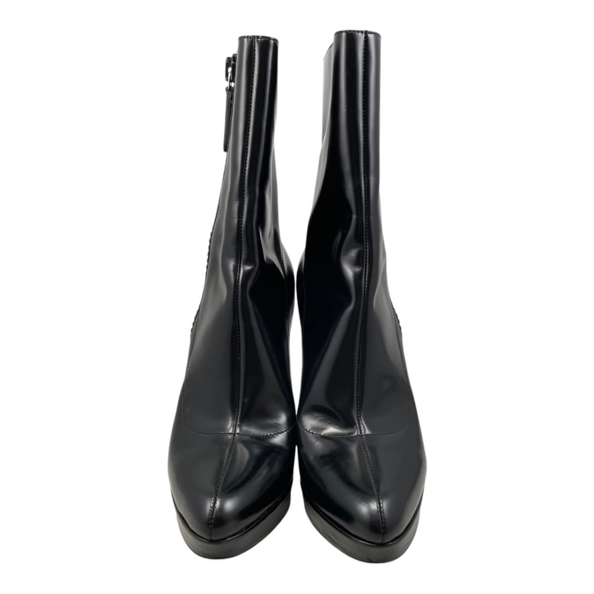 Gucci Ankle Boots Side Zip Heels 39 Leather Logo Black — view 3