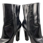 Gucci Ankle Boots Side Zip Heels 39 Leather Logo Black — view 9