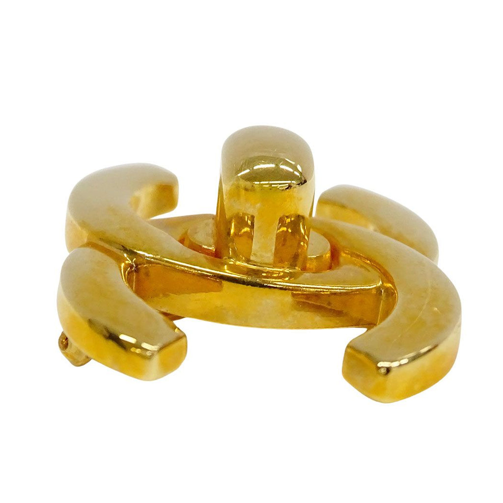 Chanel Brooch Turnlock Gold Logo Vintage — view 3