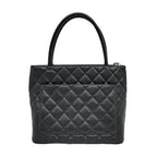 Chanel Quilted Reissue Tote Black Silver Caviar Leather Handbag CC Logo — view 2