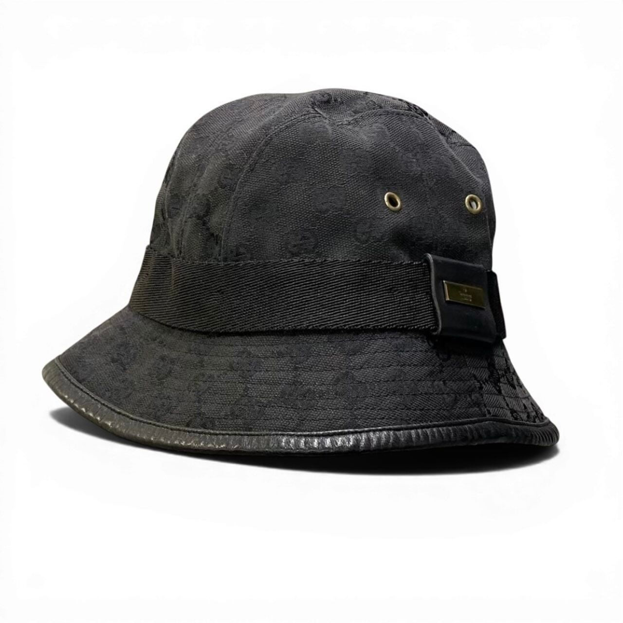 Gucci Gold Plate GG Canvas Bucket — view 2