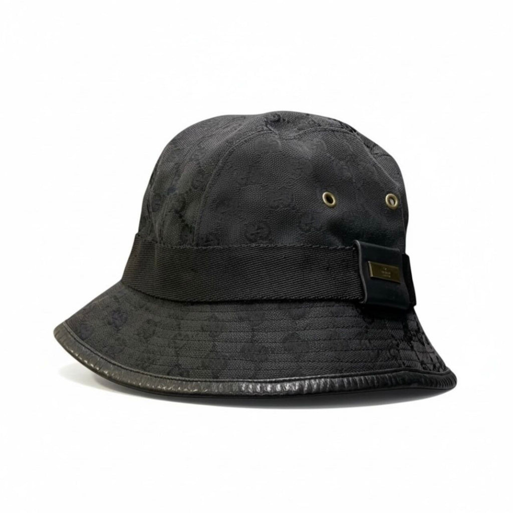 Gucci Gold Plate GG Canvas Bucket