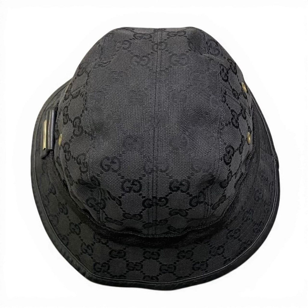 Gucci Gold Plate GG Canvas Bucket — view 6