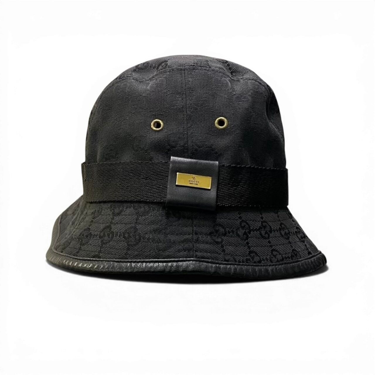 Gucci Gold Plate GG Canvas Bucket — view 3