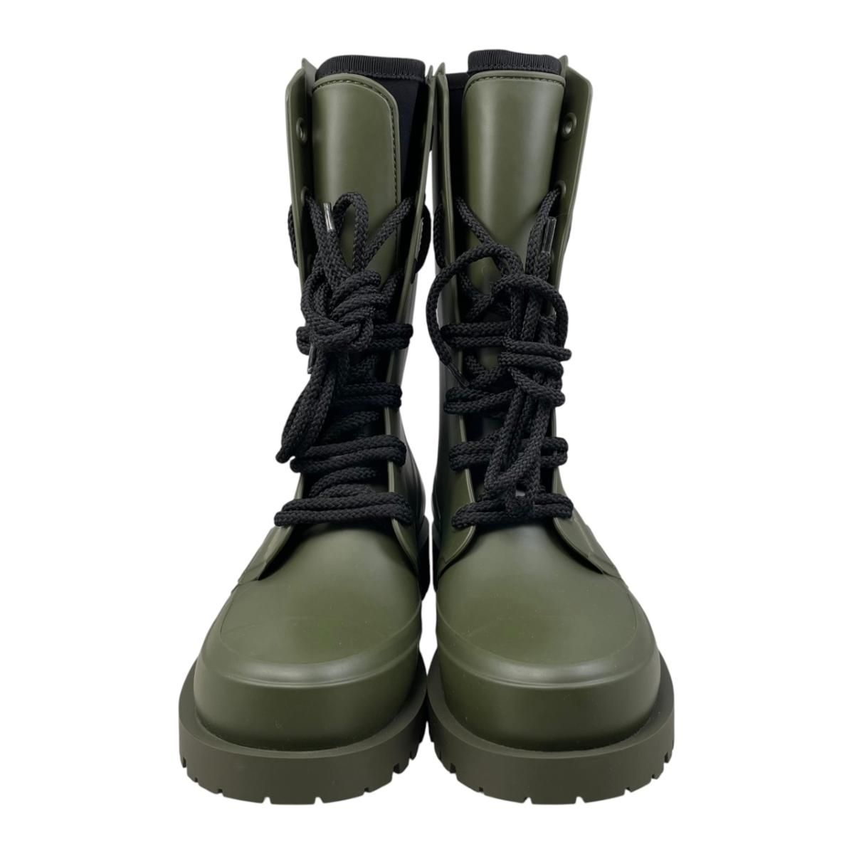 Dior Rain Boots Lace Up 35 Rubber Logo Green Black — view 3