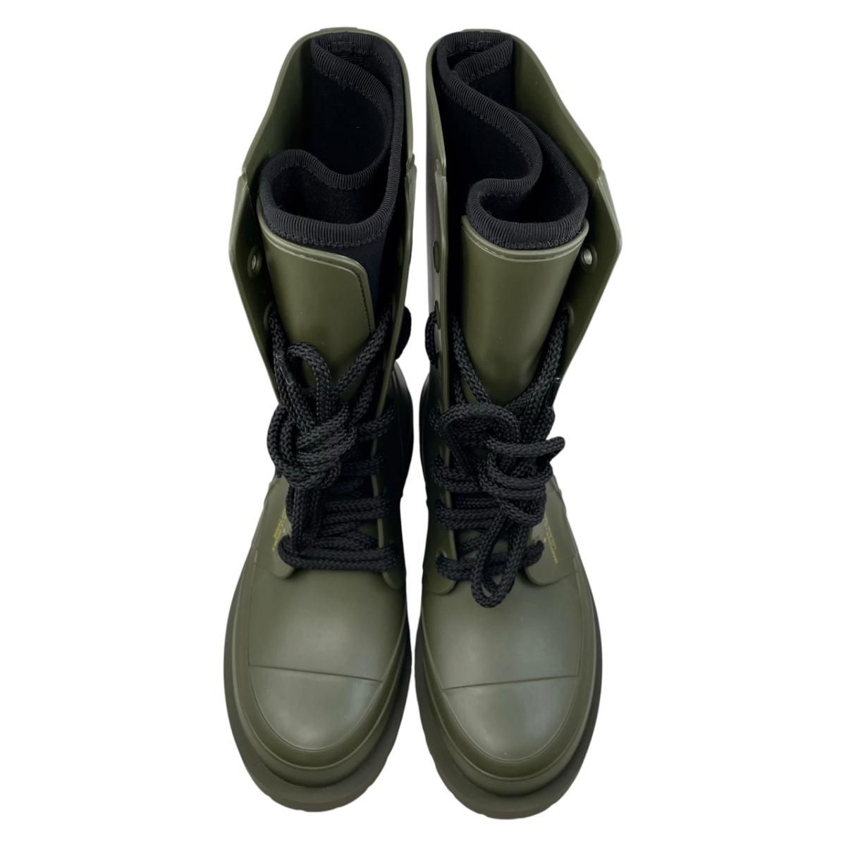 Dior Rain Boots Lace Up 35 Rubber Logo Green Black — view 5