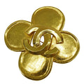 Chanel Brooch Gold Large Clover Logo Vintage