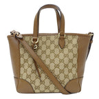 Gucci 2-Way Shoulder Bag GG Canvas Brown Beige Going Out Crossbody Simple