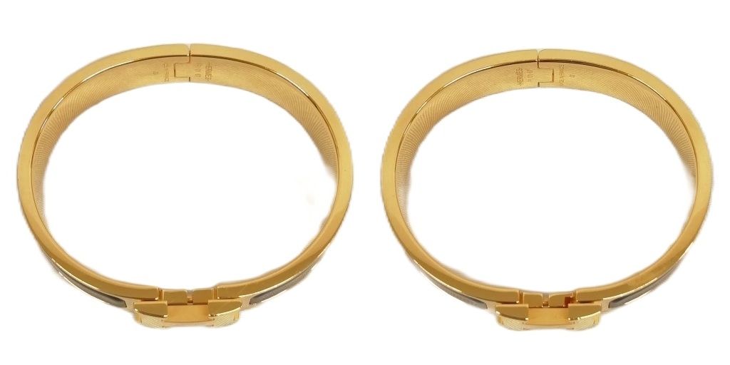 Hermes 01 Click Bracelet Bangle Gold Black — view 4