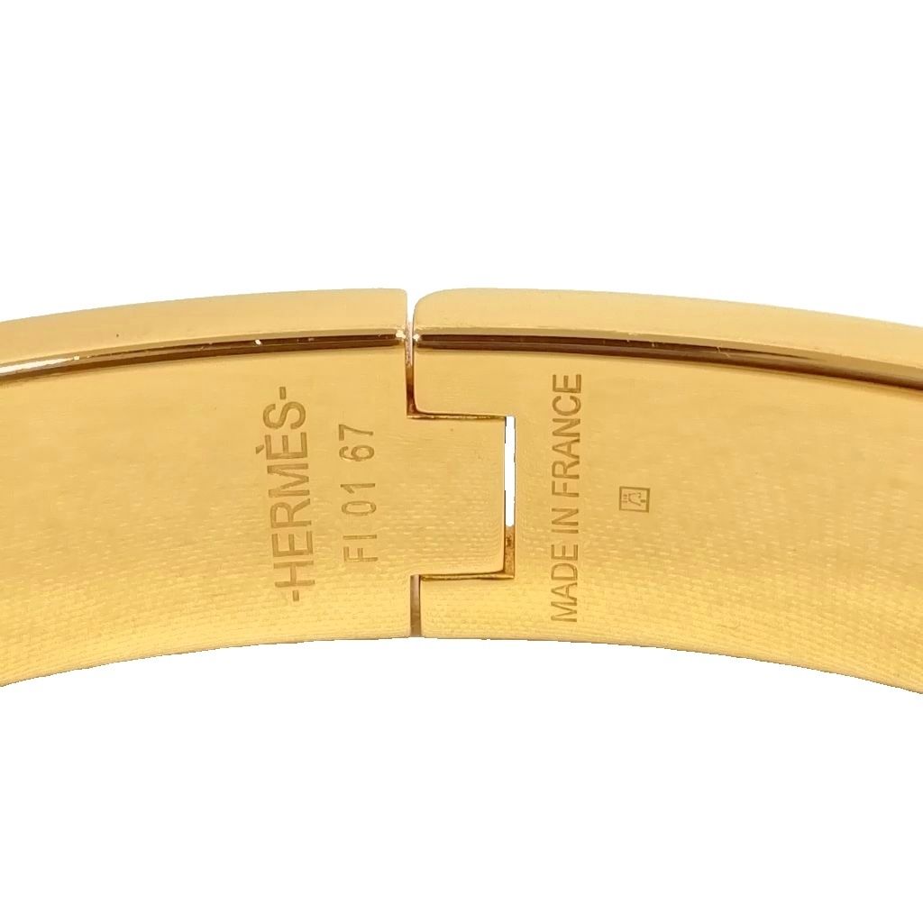 Hermes 01 Click Bracelet Bangle Gold Black — view 6