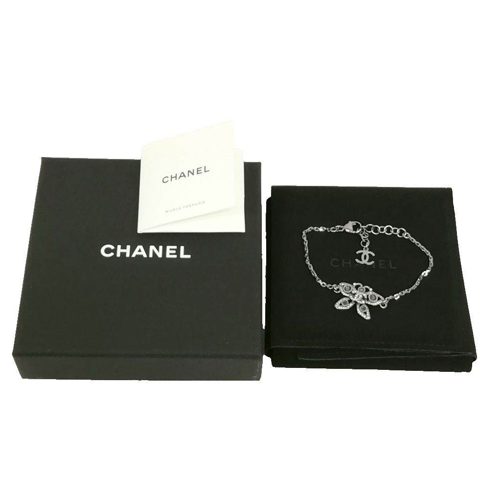 Chanel 25 a Butterfly CC Logo Bracelet Metallic Black — view 6