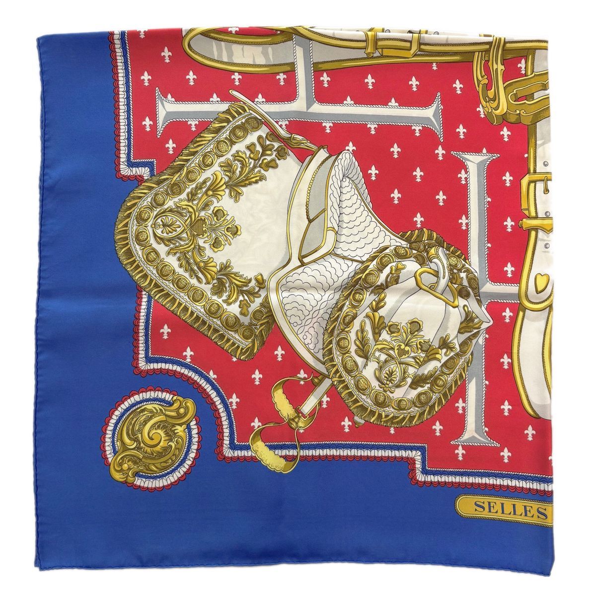 Hermes Scarf Carre 90 Selles a Housse Blue Saddle Cover — view 3