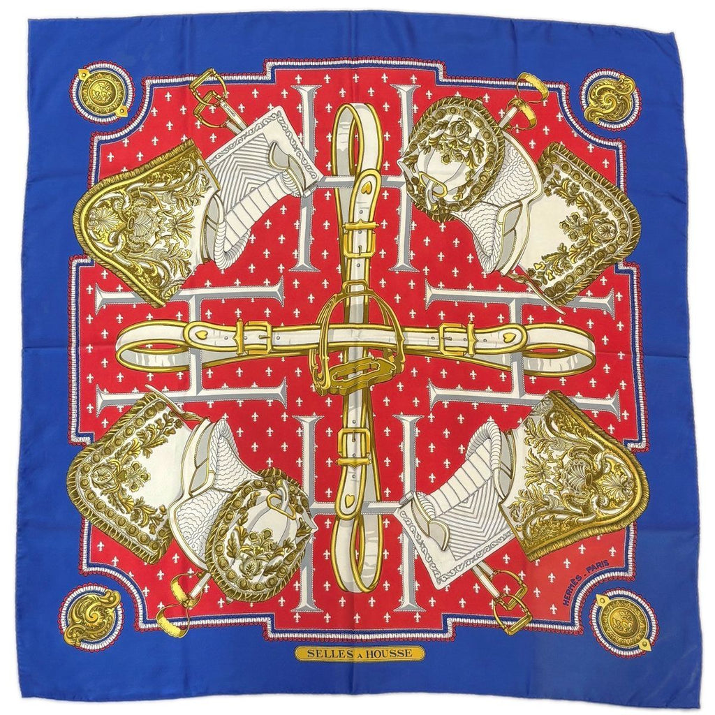 Hermes Scarf Carre 90 Selles a Housse Blue Saddle Cover — view 2