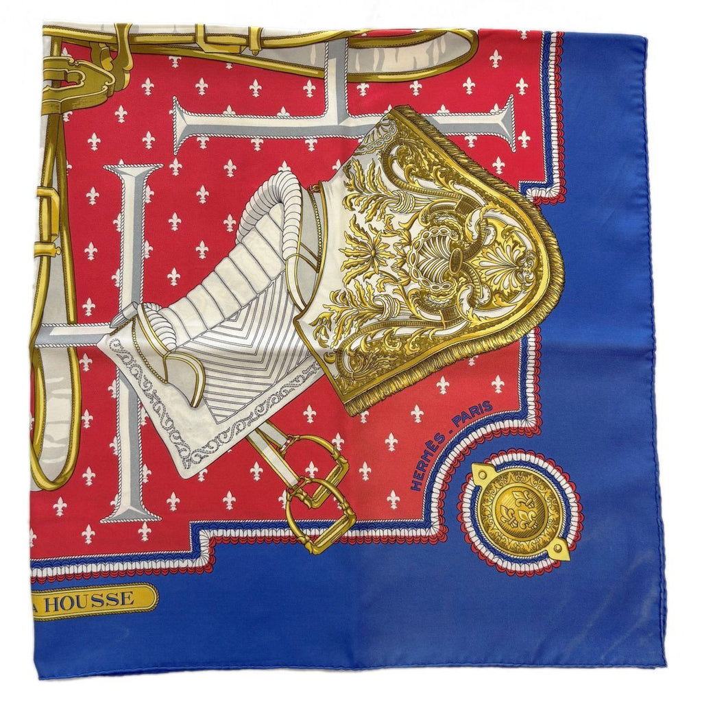 Hermes Scarf Carre 90 Selles a Housse Blue Saddle Cover — view 6