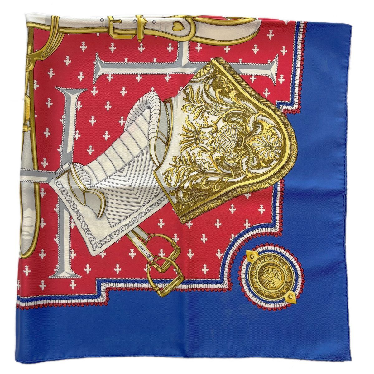 Hermes Scarf Carre 90 Selles a Housse Blue Saddle Cover — view 5