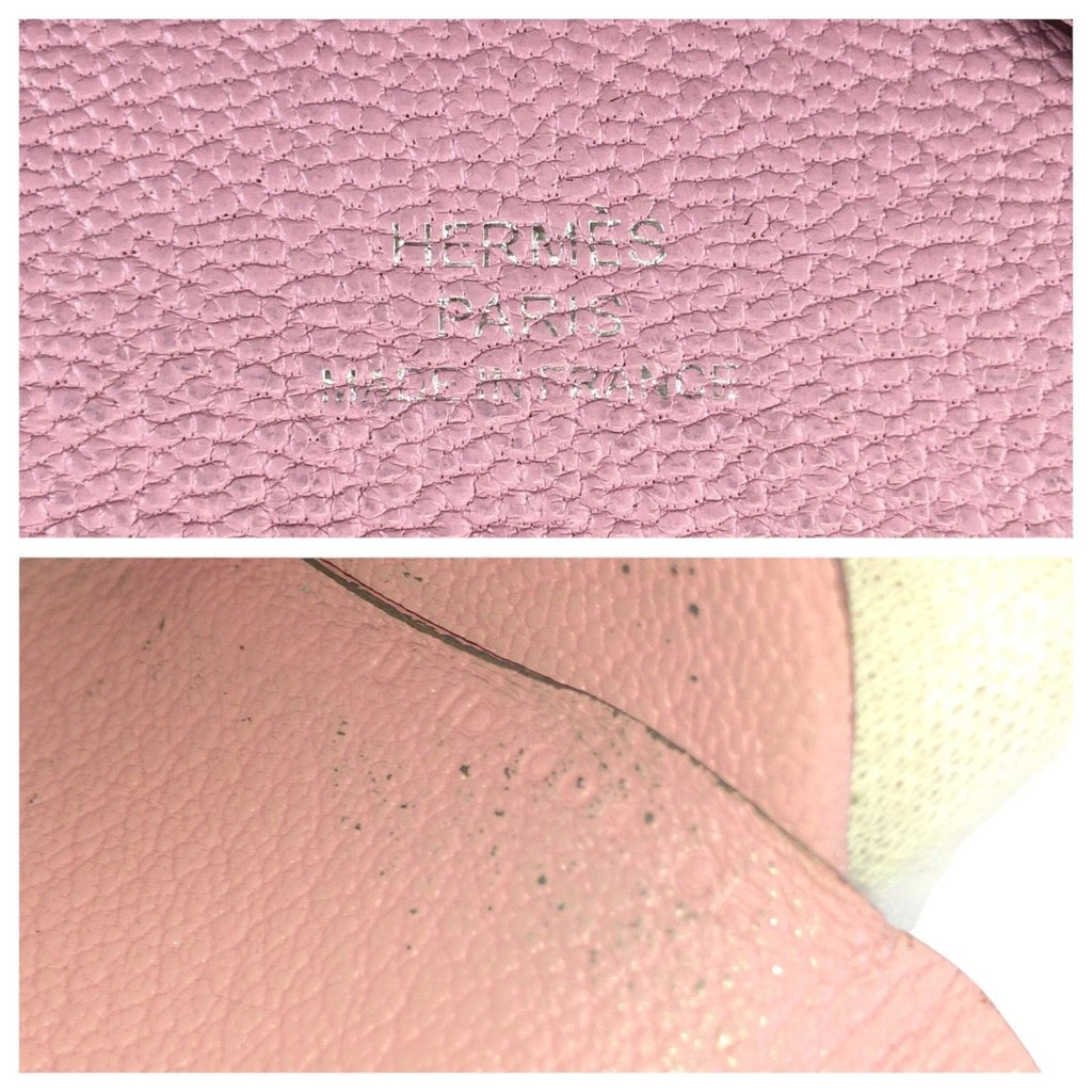 Hermes Calvi Duo Mauve Sylvestre Pink Silver Chevre Coin Case Card — view 5