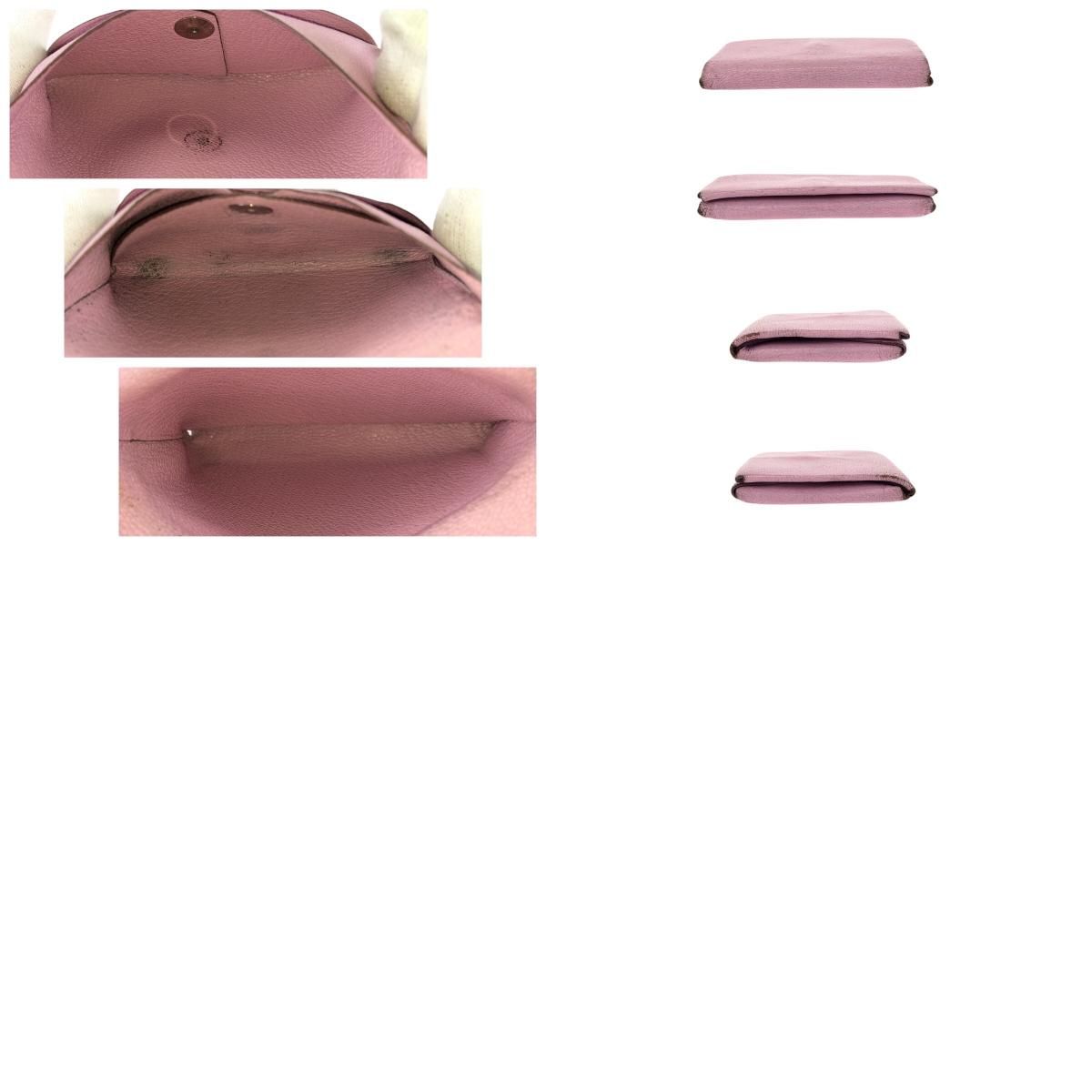 Hermes Calvi Duo Mauve Sylvestre Pink Silver Chevre Coin Case Card — view 9