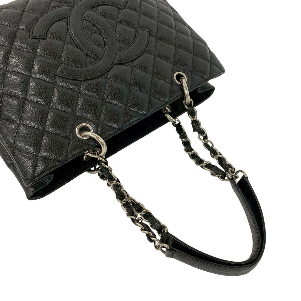 Chanel Grand Shopping Tote GST Quilted CC Logo Caviar Leather Black — view 4