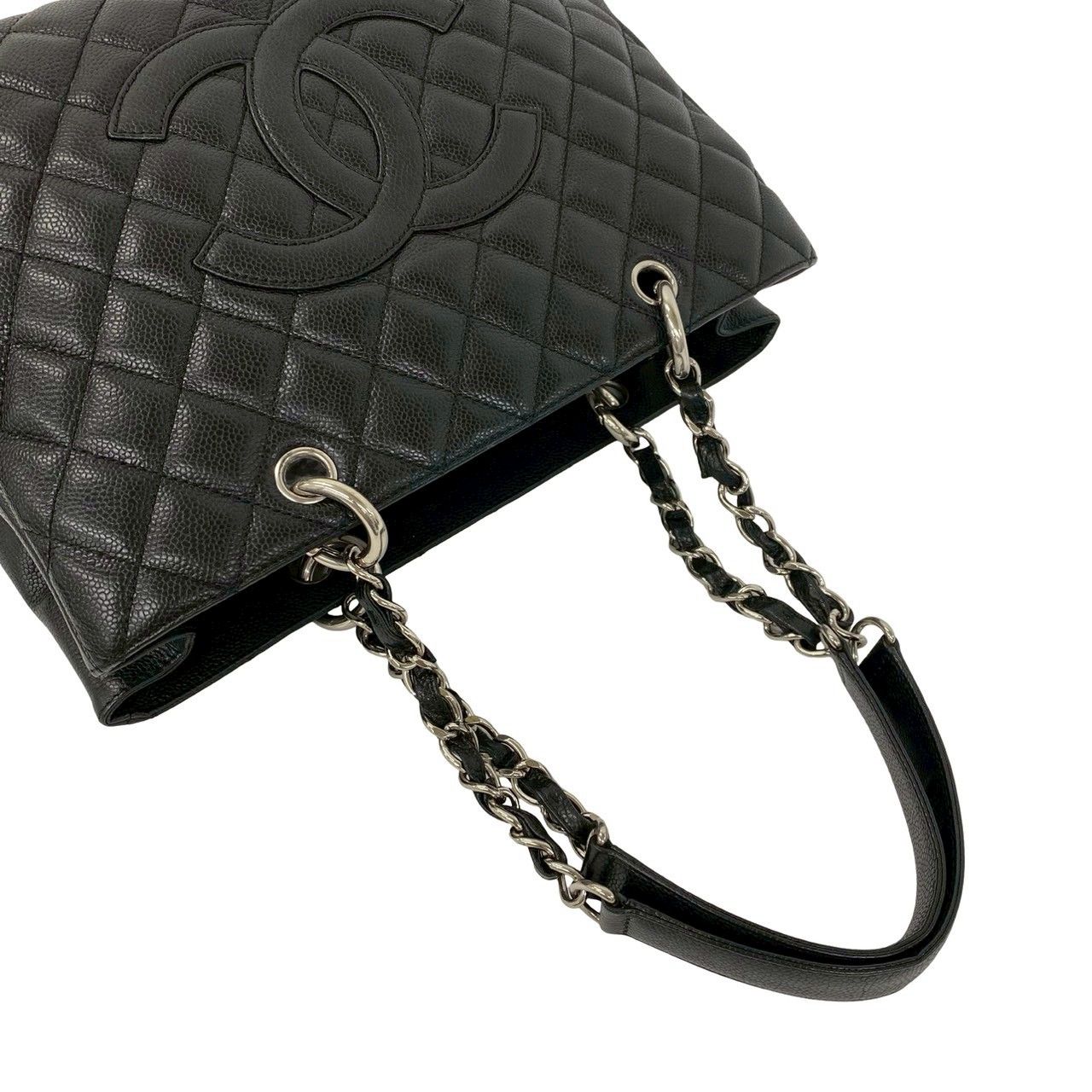 Chanel Grand Shopping Tote GST Quilted CC Logo Caviar Leather Black — view 4