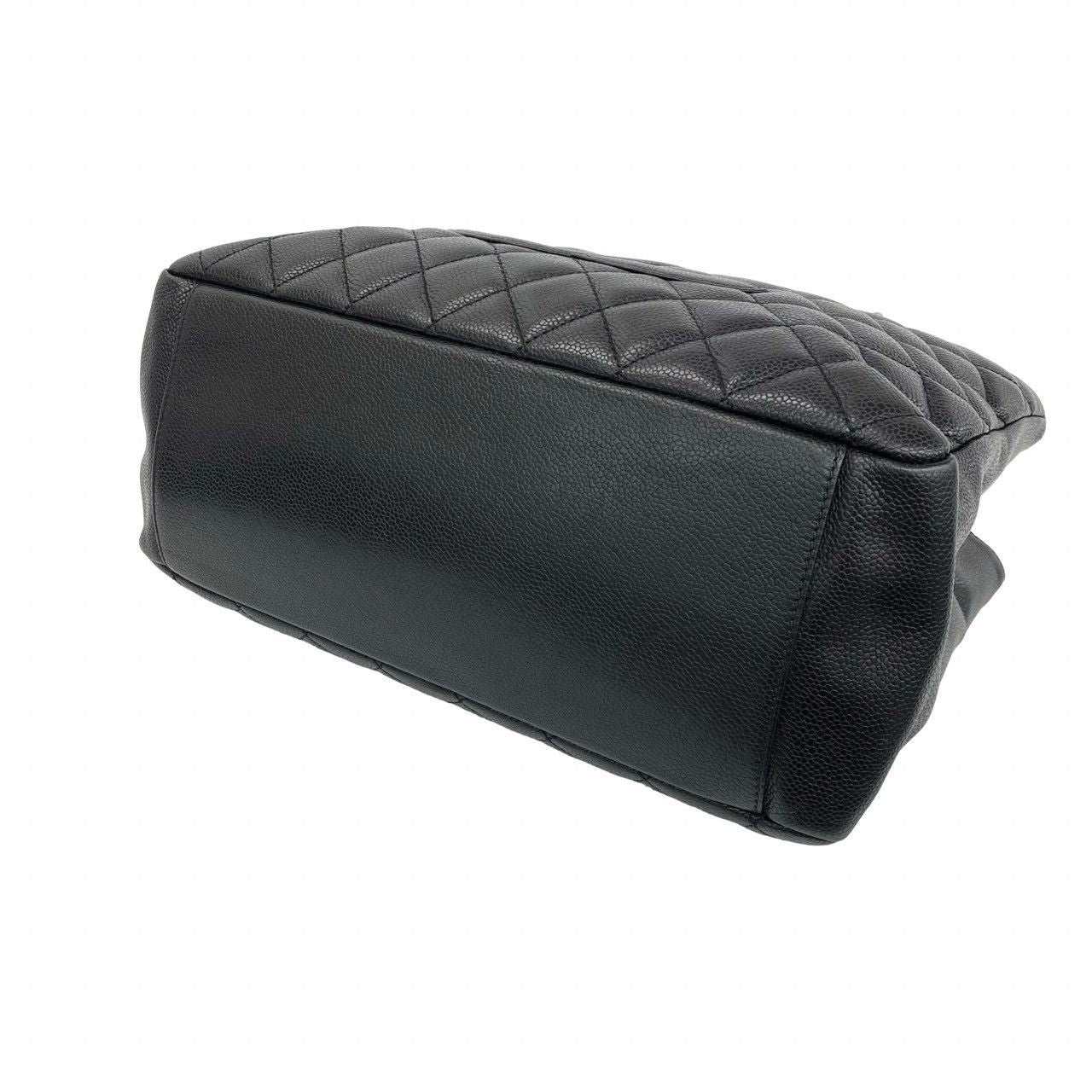 Chanel Grand Shopping Tote GST Quilted CC Logo Caviar Leather Black — view 8