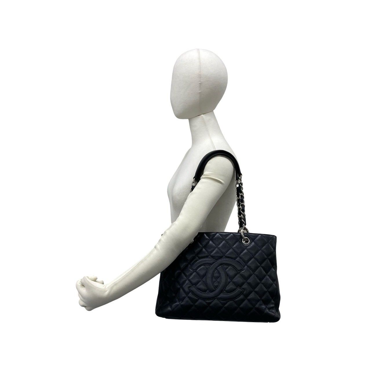 Chanel Grand Shopping Tote GST Quilted CC Logo Caviar Leather Black — view 2