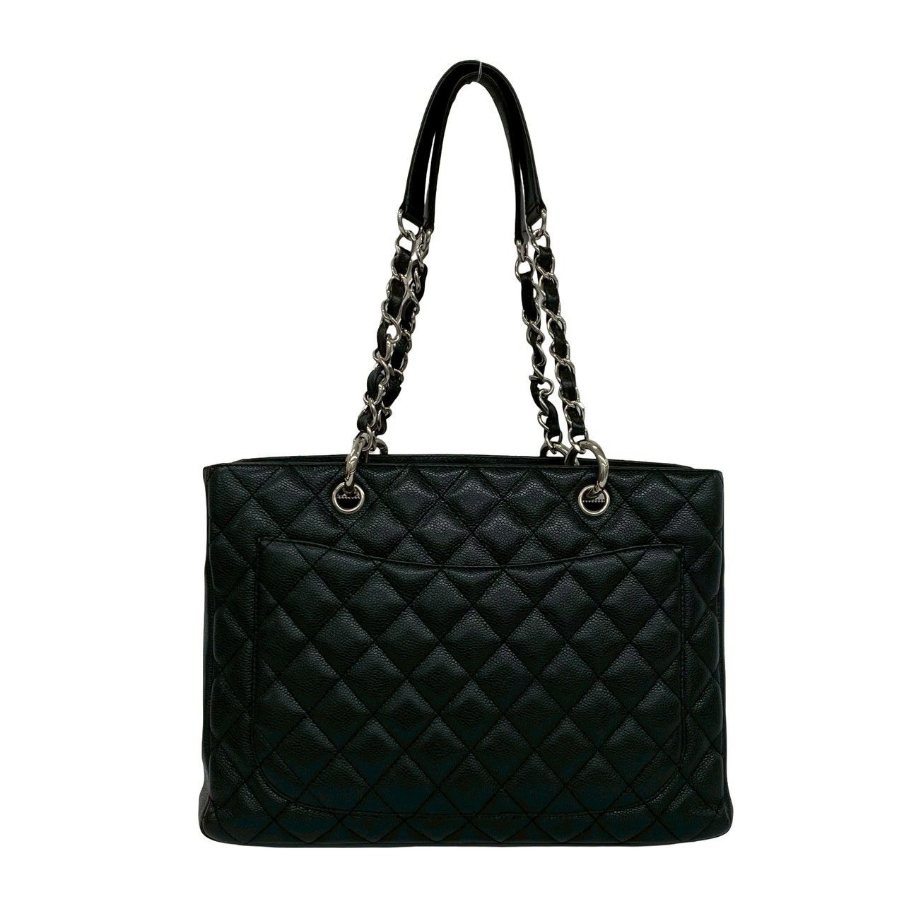 Chanel Grand Shopping Tote GST Quilted CC Logo Caviar Leather Black — view 3