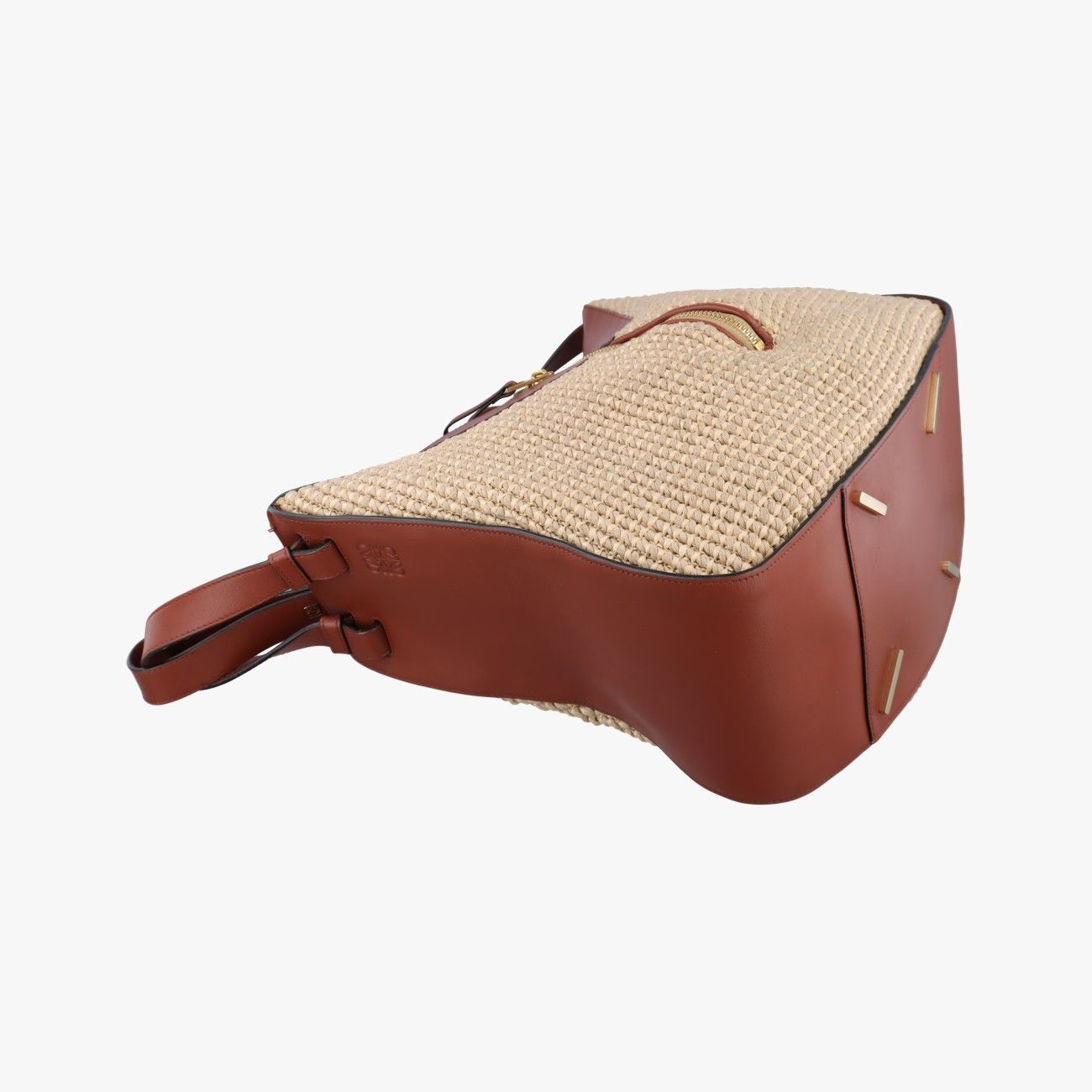 Loewe Hammock Small Brown Beige Leather Raffia Handbag — view 7