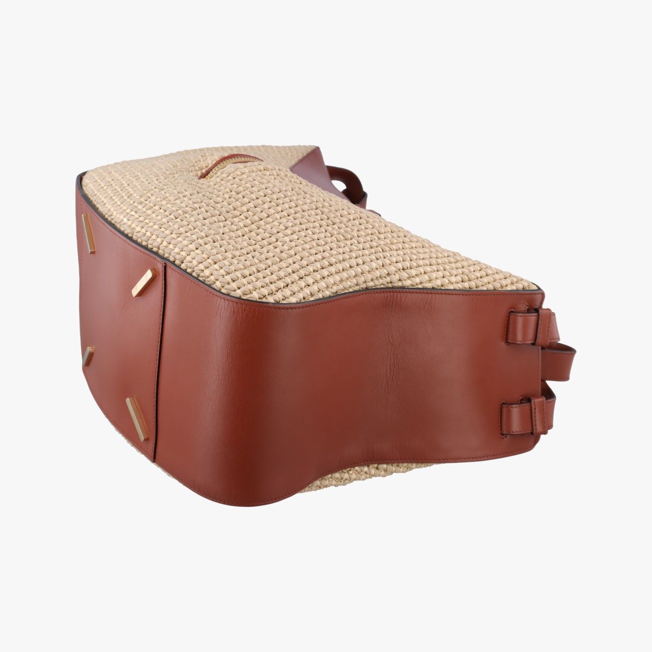 Loewe Hammock Small Brown Beige Leather Raffia Handbag — view 6