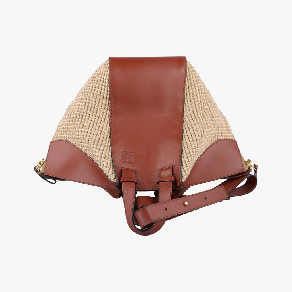 Loewe Hammock Small Brown Beige Leather Raffia Handbag — view 8
