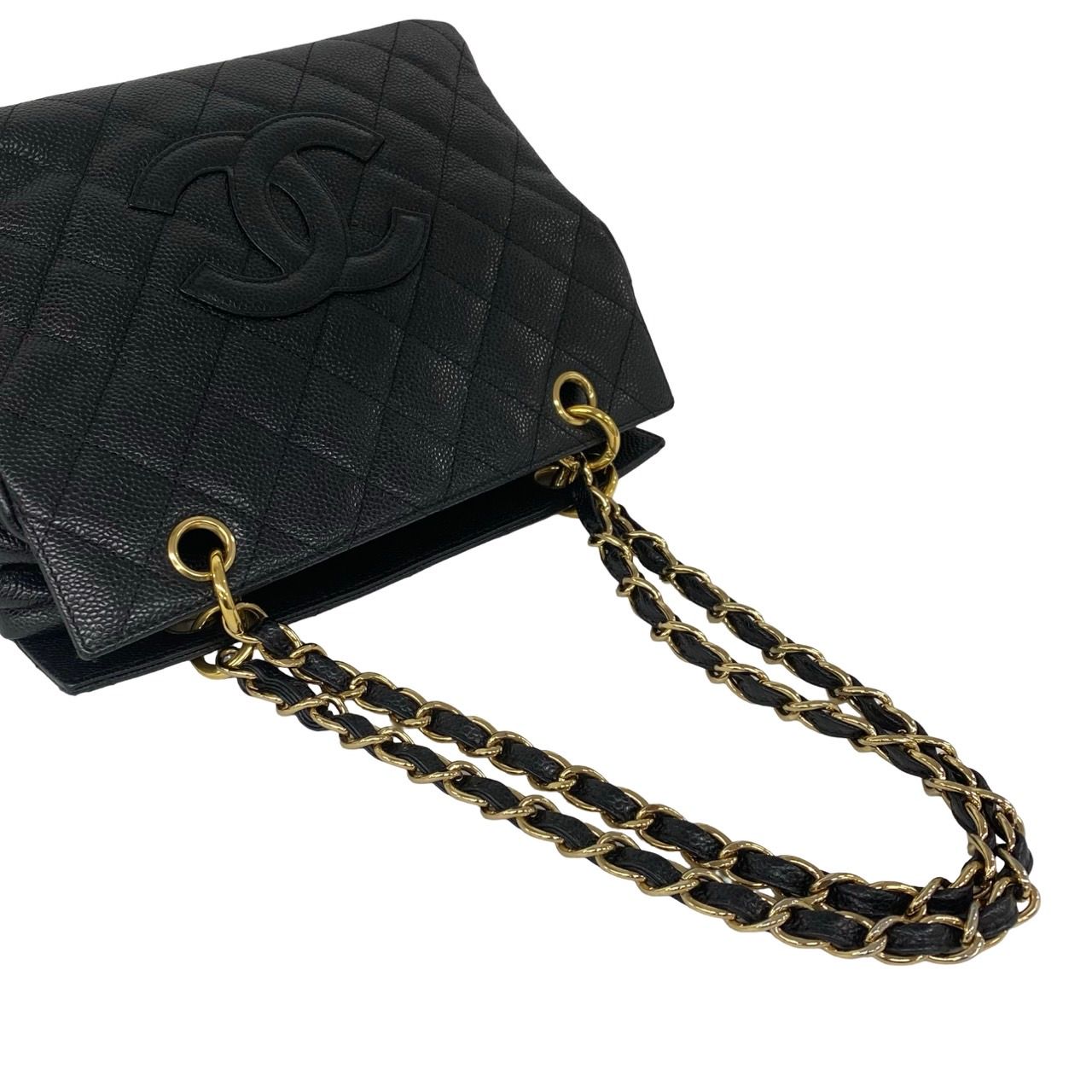 Chanel And Quilted CC Logo Caviar Leather Shoulder Bag Tote Black — view 4