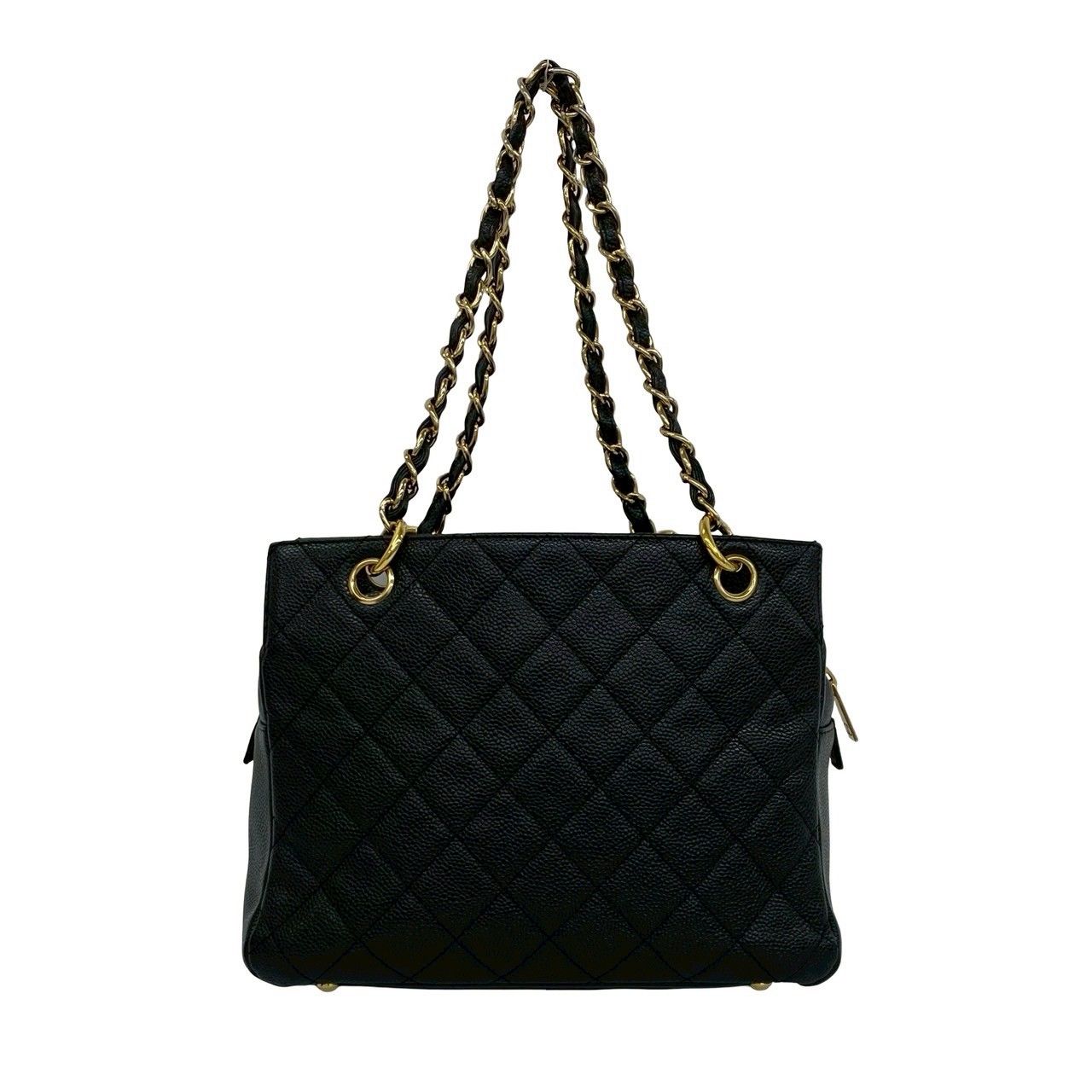 Chanel And Quilted CC Logo Caviar Leather Shoulder Bag Tote Black — view 3