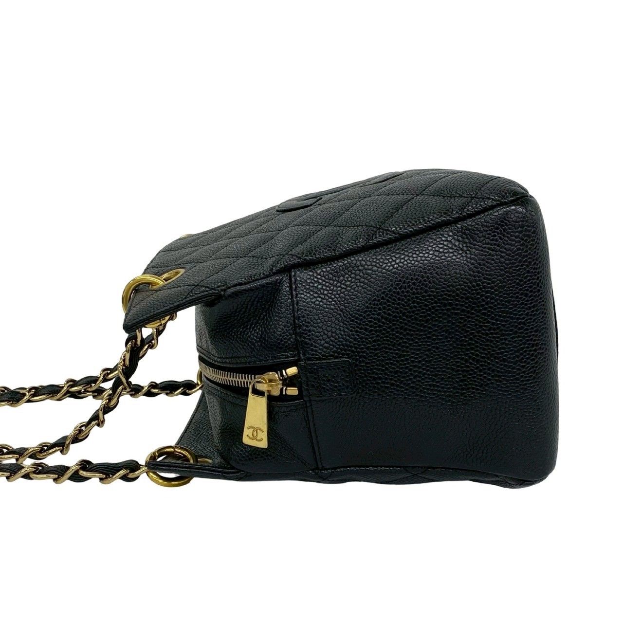 Chanel And Quilted CC Logo Caviar Leather Shoulder Bag Tote Black — view 5