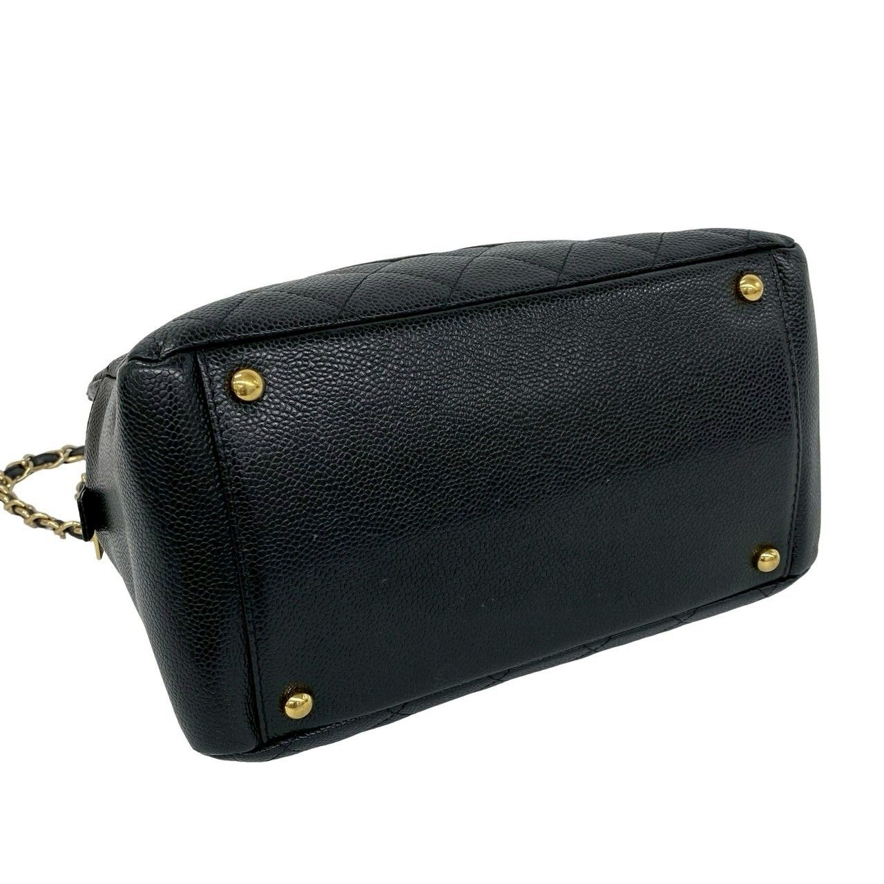 Chanel And Quilted CC Logo Caviar Leather Shoulder Bag Tote Black — view 7