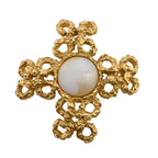 Chanel Cross Motif Pearl Vintage Brooch