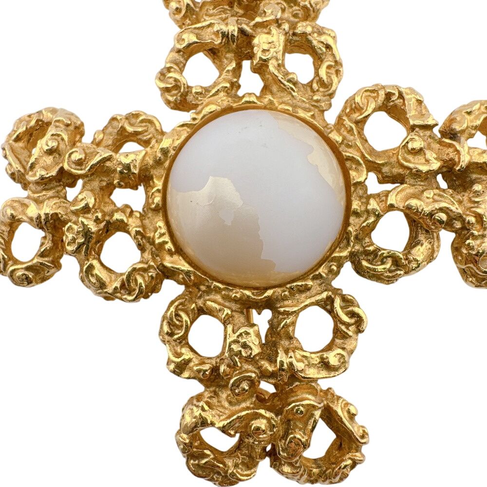 Chanel Cross Motif Pearl Vintage Brooch — view 7