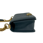 Chanel Boy CC Logo Caviar Leather Chain Shoulder Bag Blue Gray — view 5