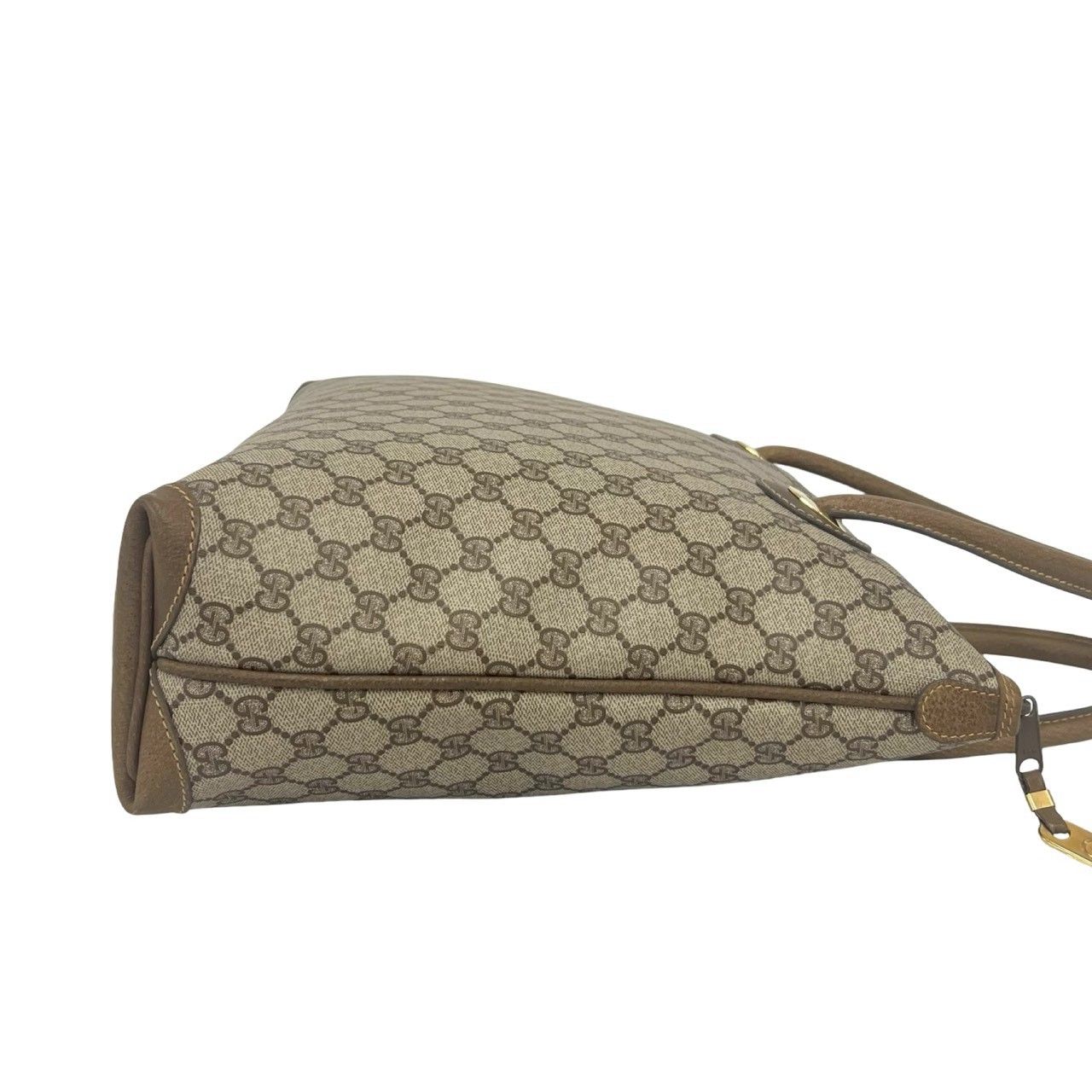 Gucci Vintage GG Pattern Logo Leather Tote Brown — view 6