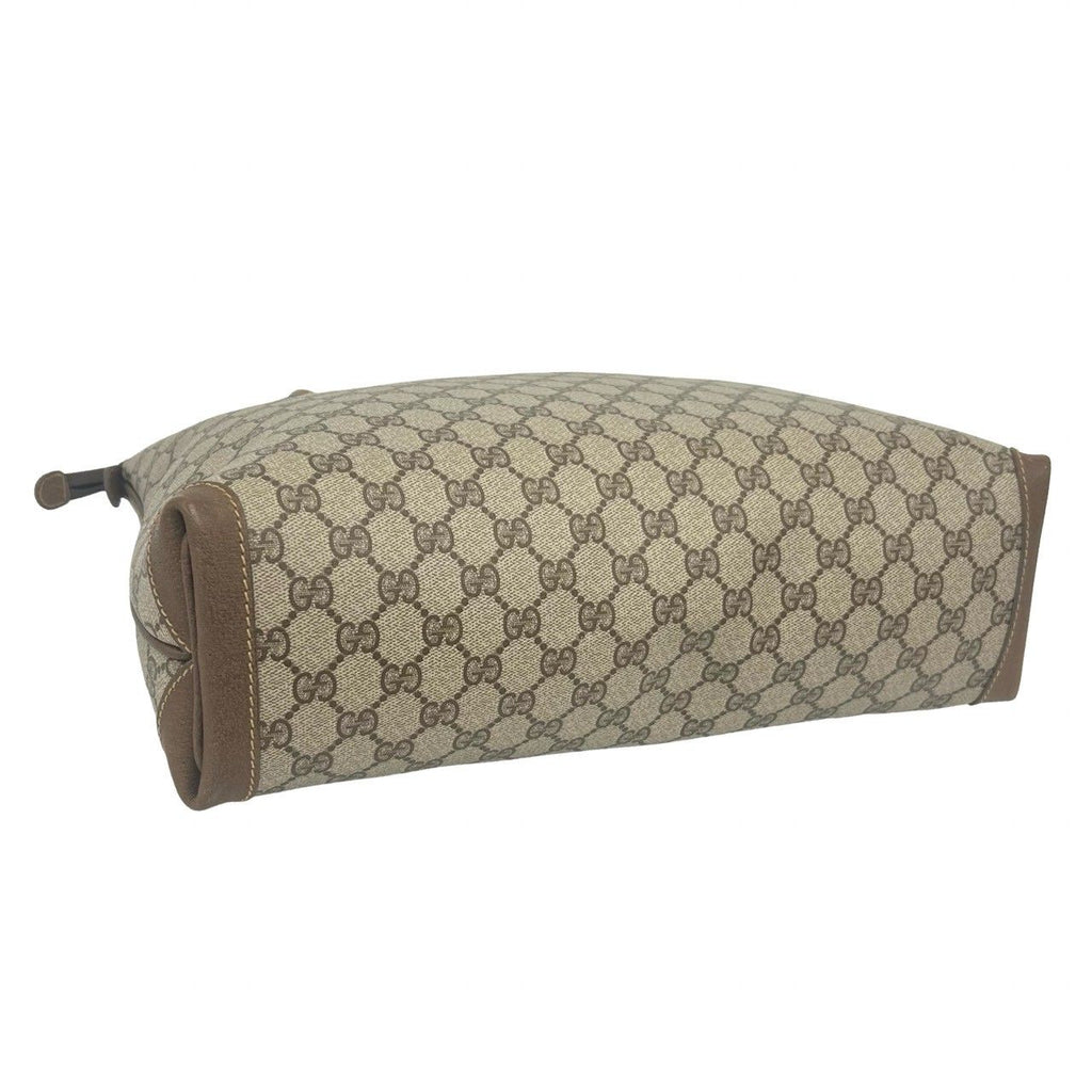 Gucci Vintage GG Pattern Logo Leather Tote Brown — view 7
