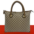 Gucci Vintage GG Pattern Logo Leather Tote Brown
